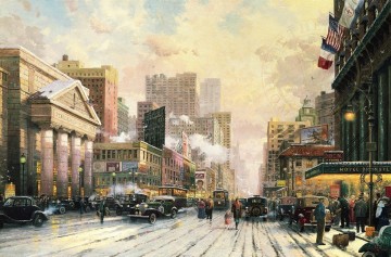 lake george new york Painting - New York Snow on Seventh Avenue 1932 Thomas Kinkade
